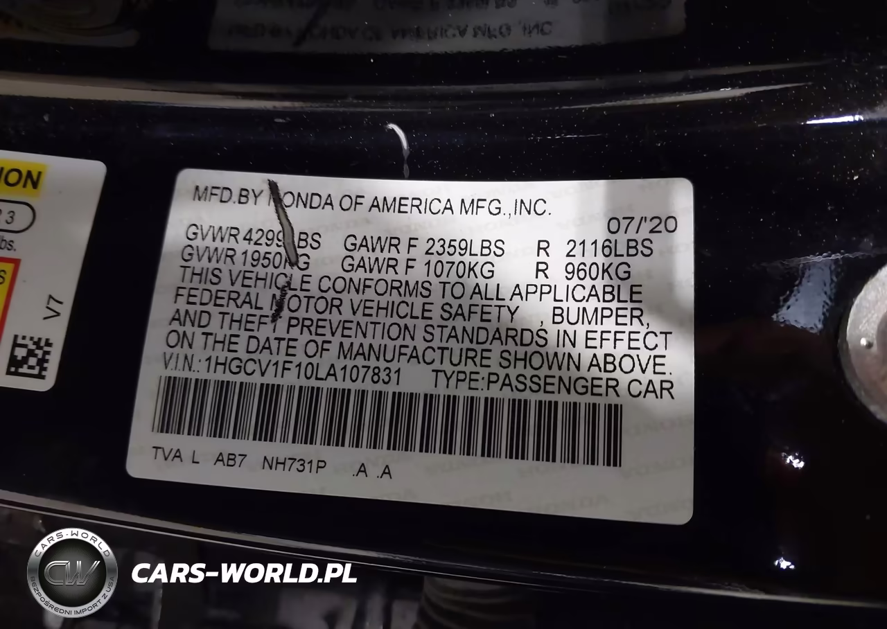 2020 Honda Accord Lx VIN:1HGCV1F10LA107831 - 9