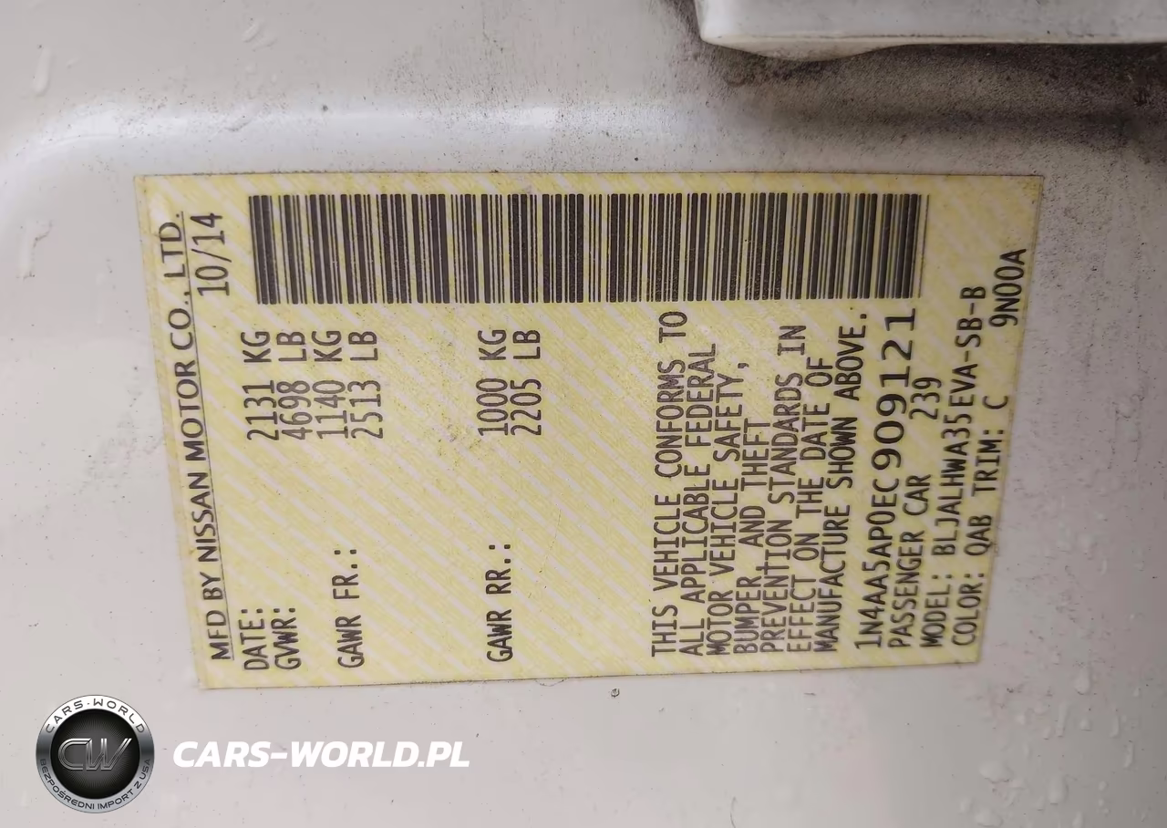 2014 Nissan Maxima 3.5 Sv VIN:1N4AA5AP0EC909121 - 9