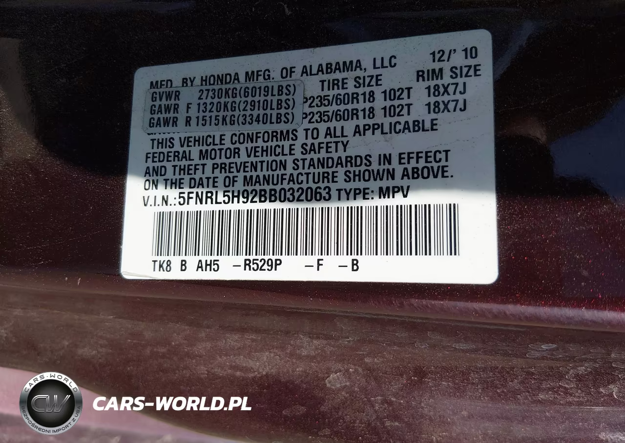 2011 Honda Odyssey Touring-Touring Elite VIN:5FNRL5H92BB032063 - 9
