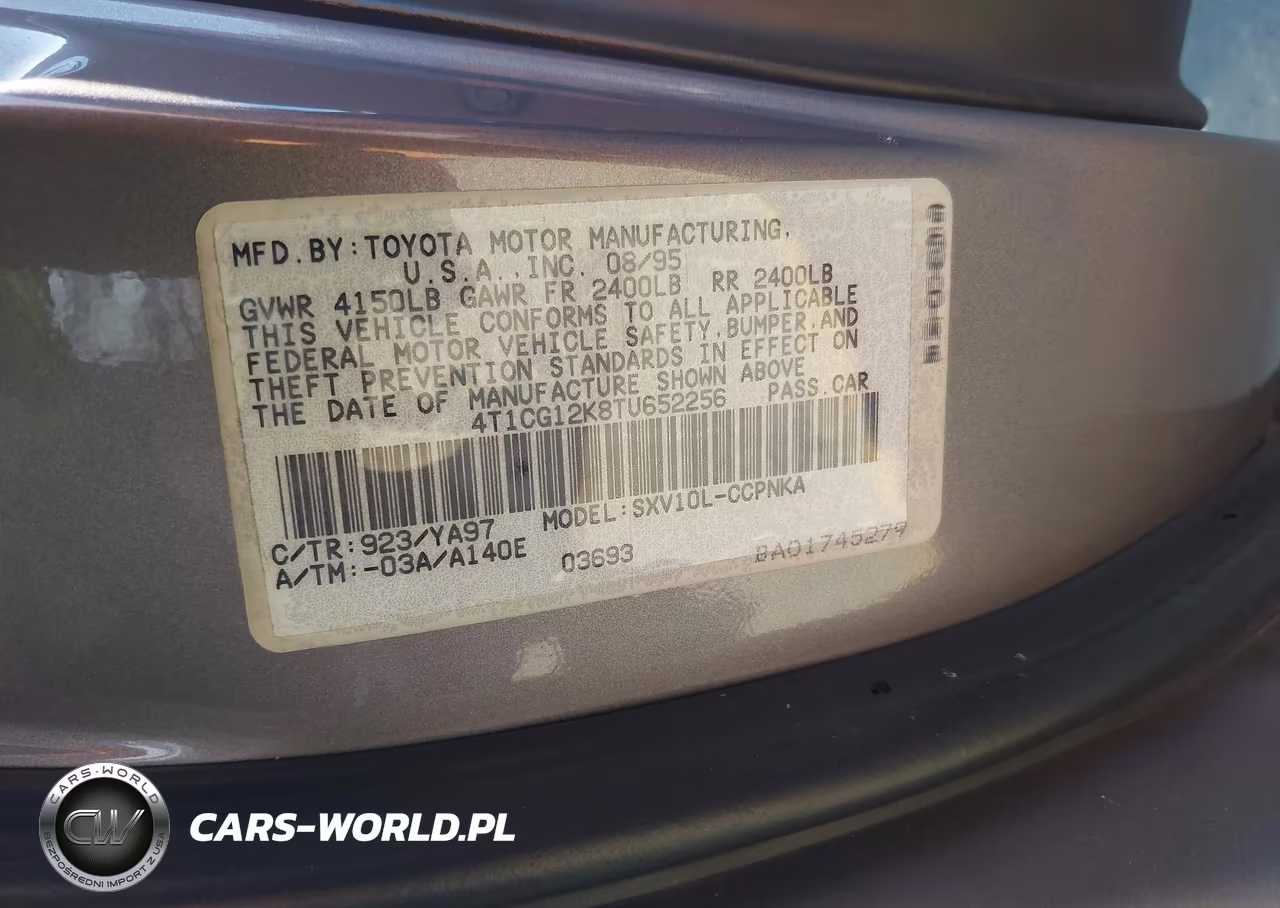 1996 Toyota Camry Dx-Le VIN:4T1CG12K8TU652256 - 9