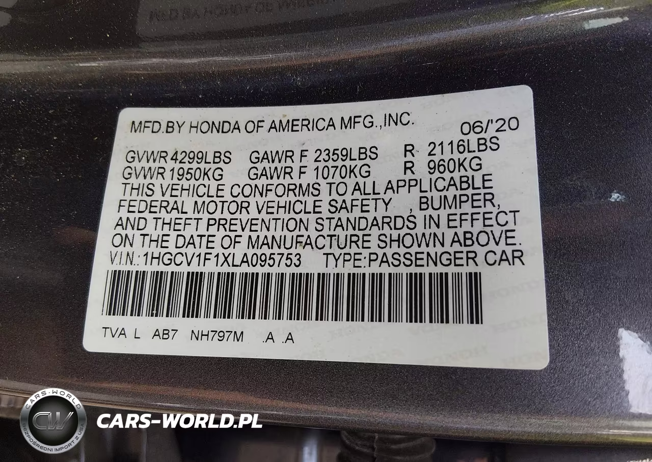 2020 Honda Accord Lx VIN:1HGCV1F1XLA095753 - 9