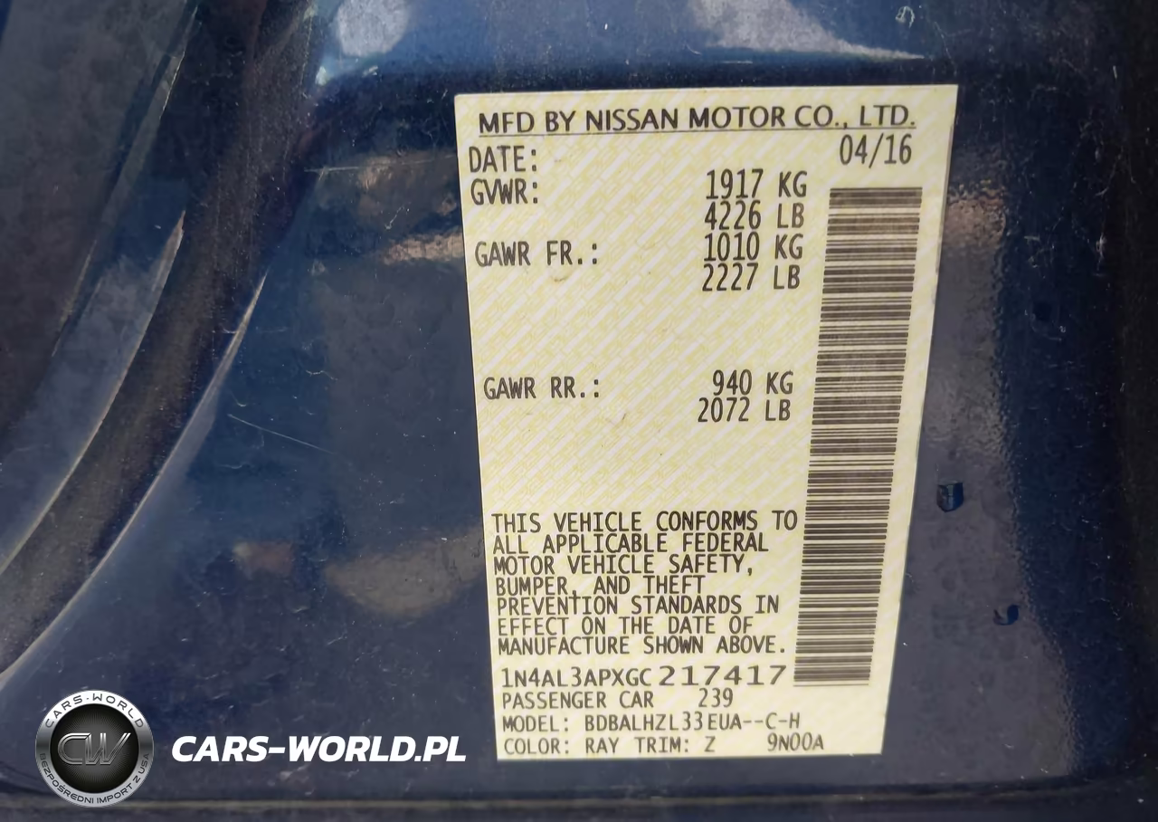 2016 Nissan Altima 2.5 Sr VIN:1N4AL3APXGC217417 - 9