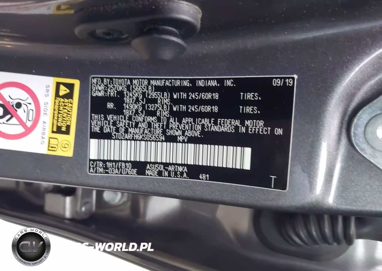2019 Toyota Highlander Le VIN:5TDZARFH6KS056594 - 9