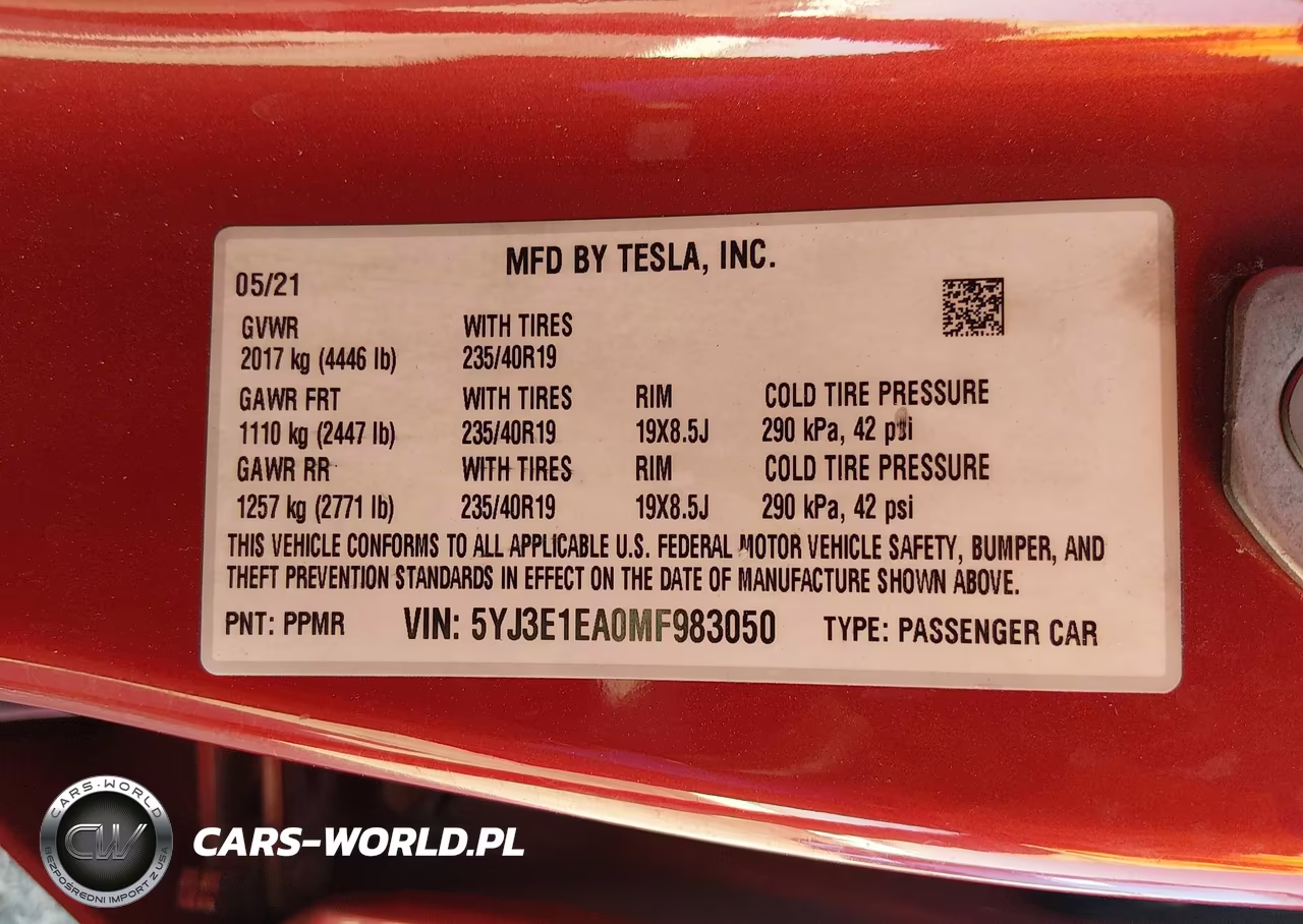 2021 Tesla Model 3 Standard Range Plus Rear-Wheel Drive VIN:5YJ3E1EA0MF983050 - 9