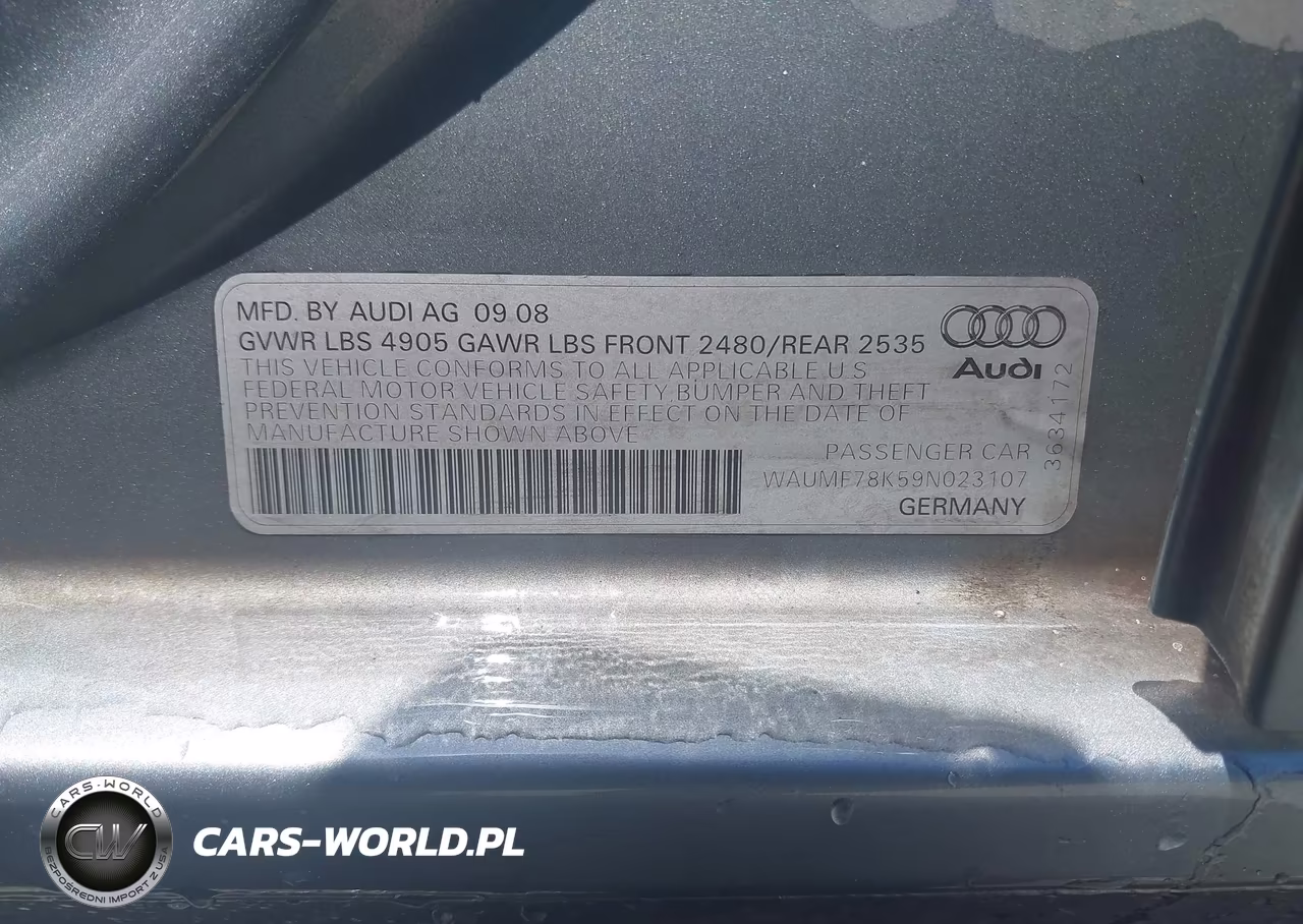 2009 Audi A4 2.0T Premium VIN:WAUMF78K59N023107 - 9