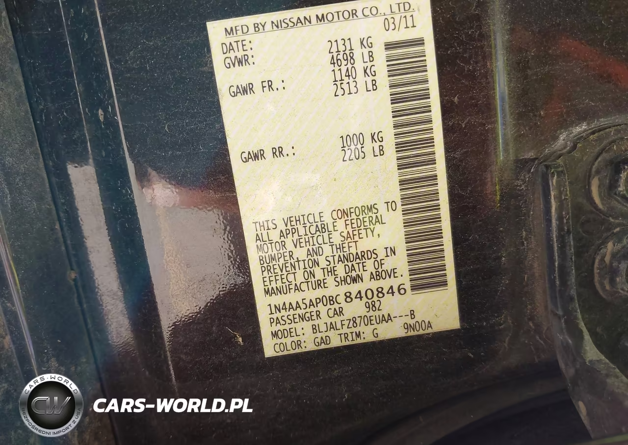 2011 Nissan Maxima 3.5 Sv VIN:1N4AA5AP0BC840846 - 9