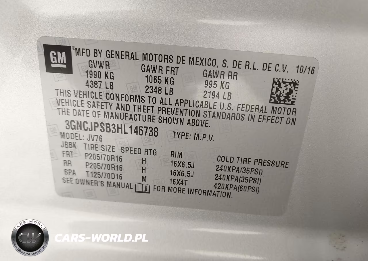 2017 Chevrolet Trax Lt VIN:3GNCJPSB3HL146738 - 9