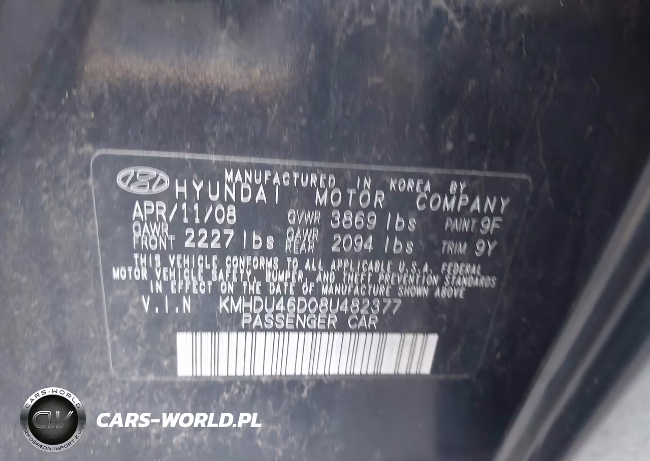 2008 Hyundai Elantra Gls-Se VIN:KMHDU46D08U482377 - 9