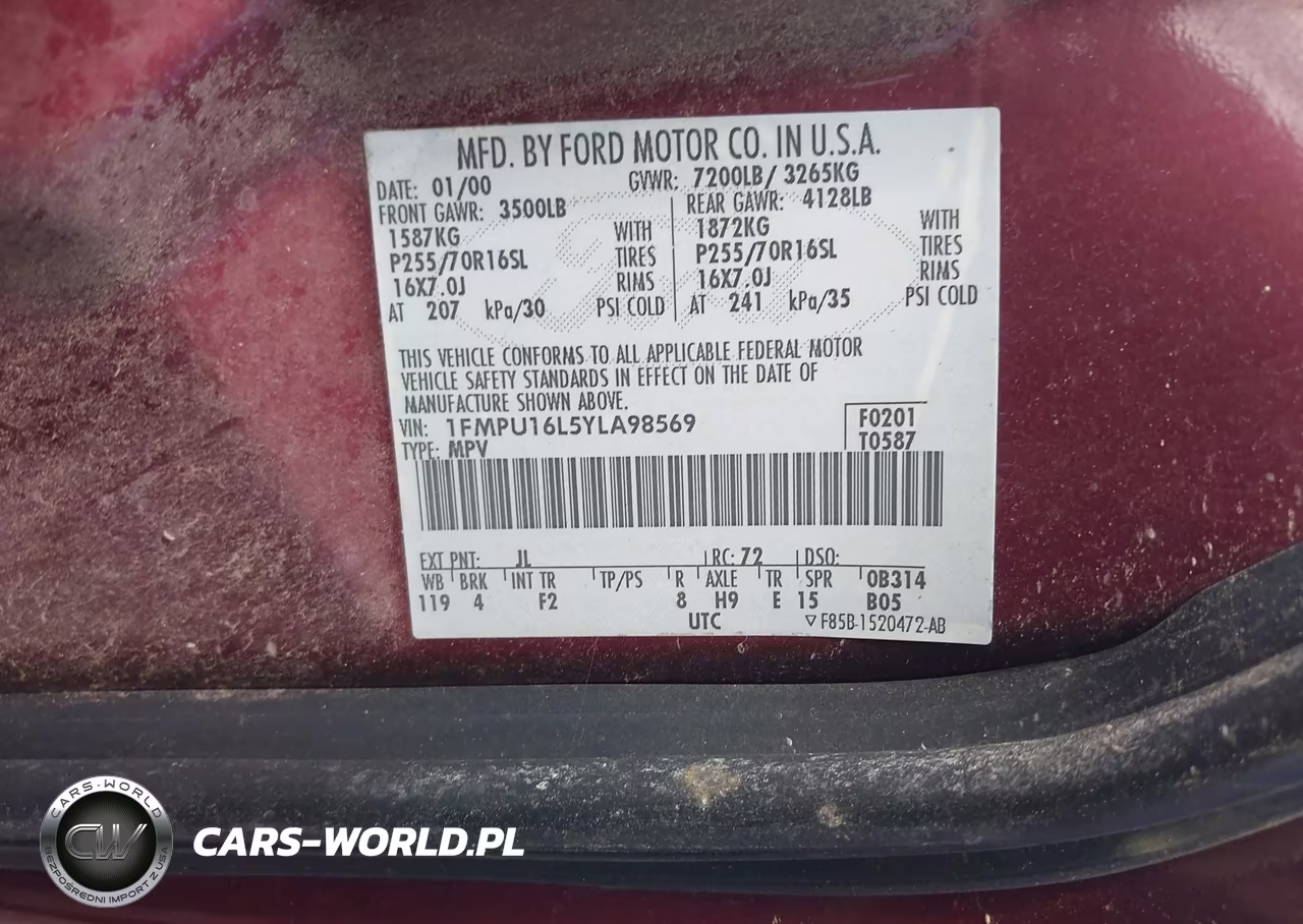 2000 Ford Expedition Xlt VIN:1FMPU16L5YLA98569 - 9