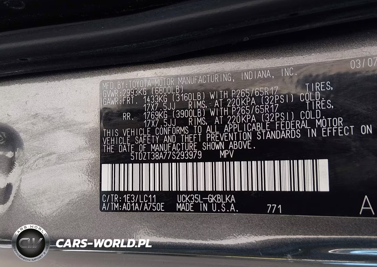 2007 Toyota Sequoia Limited VIN:5TDZT38A77S293979 - 9
