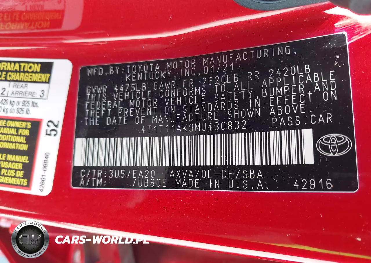 2021 Toyota Camry Se VIN:4T1T11AK9MU430832 - 9