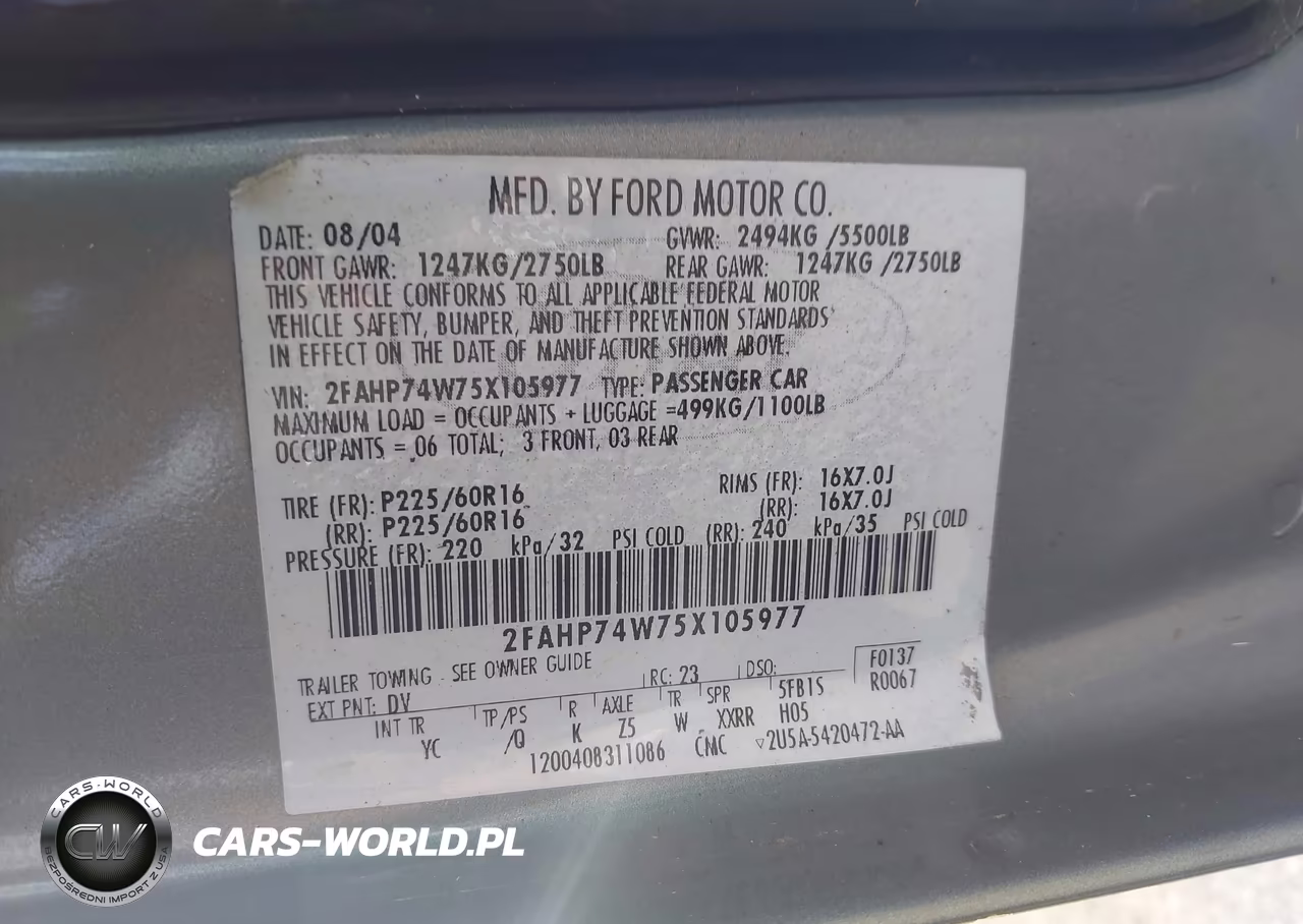 2005 Ford Crown Victoria Lx-Lx Sport VIN:2FAHP74W75X105977 - 9