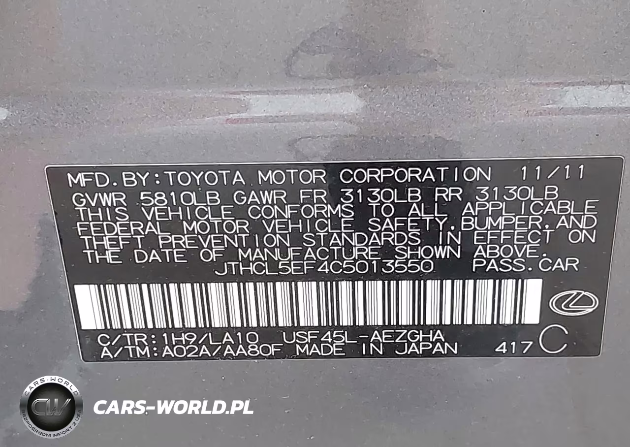 2012 Lexus Ls 460 VIN:JTHCL5EF4C5013550 - 9