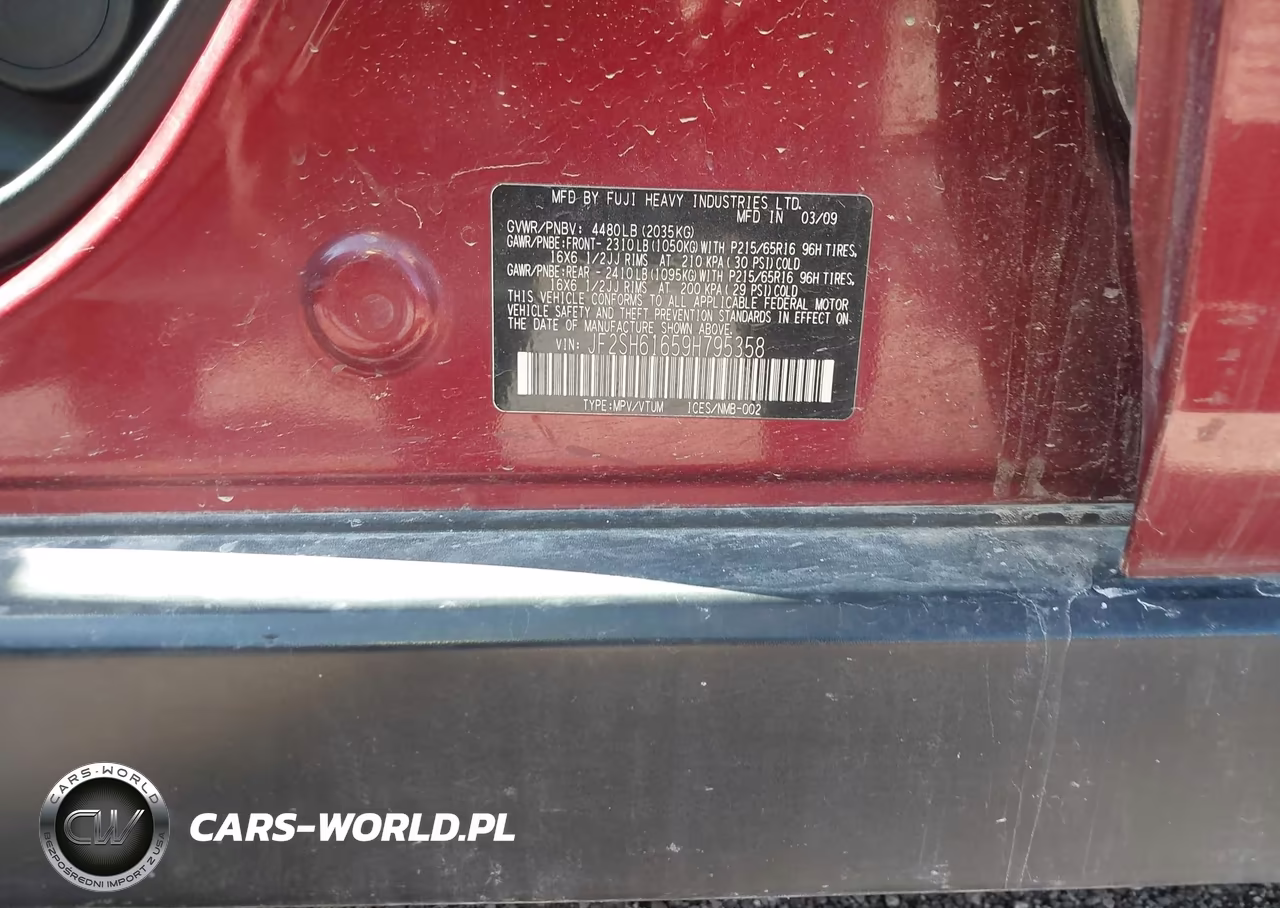 2009 Subaru Forester 2.5X VIN:JF2SH61659H795358 - 9