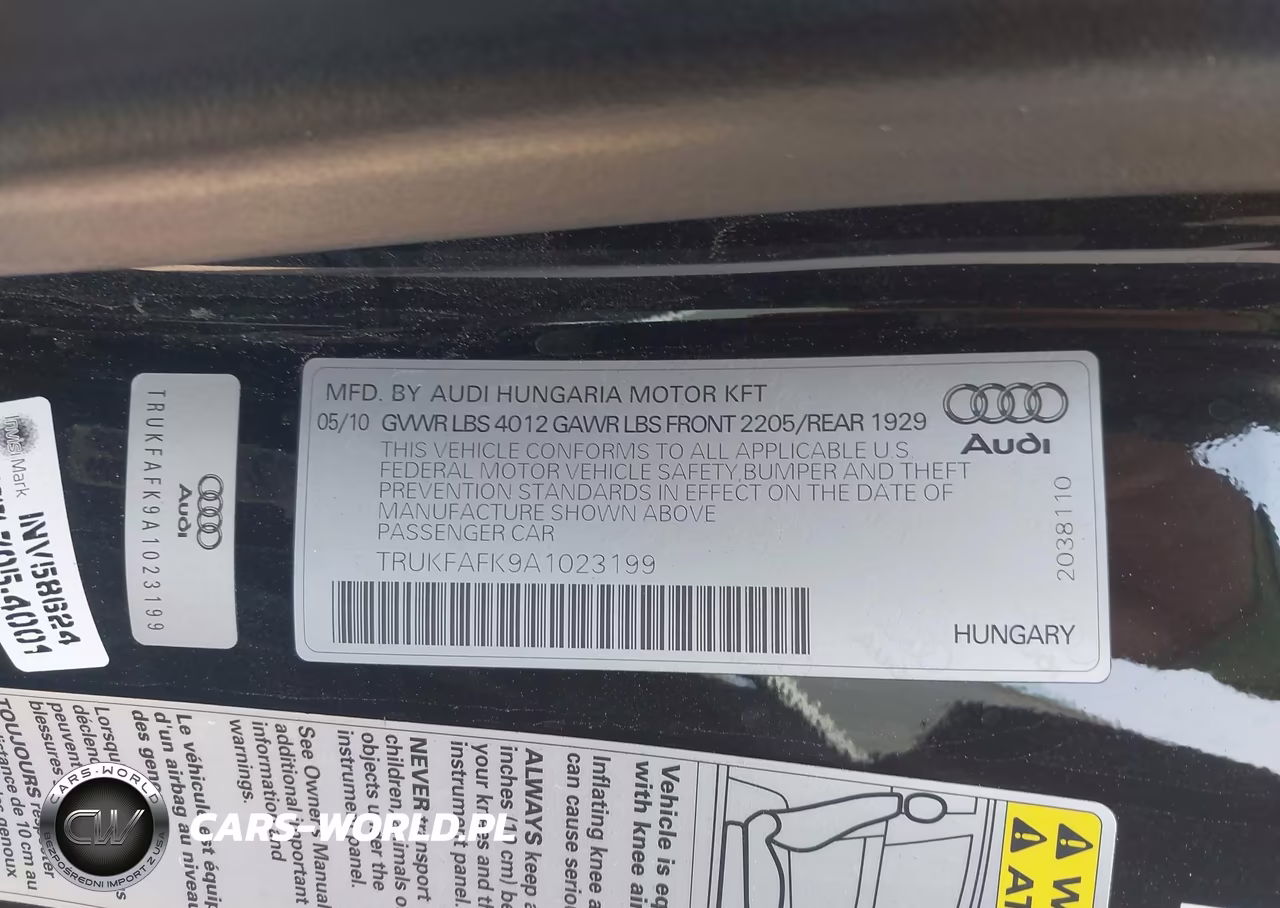 2010 Audi Tt 2.0T Premium VIN:TRUKFAFK9A1023199 - 9