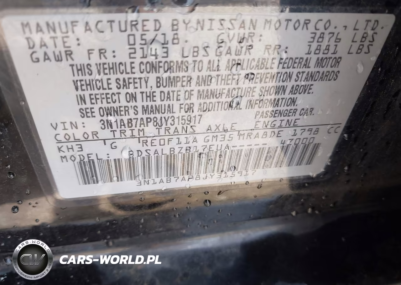 2018 Nissan Sentra S VIN:3N1AB7AP8JY315917 - 9