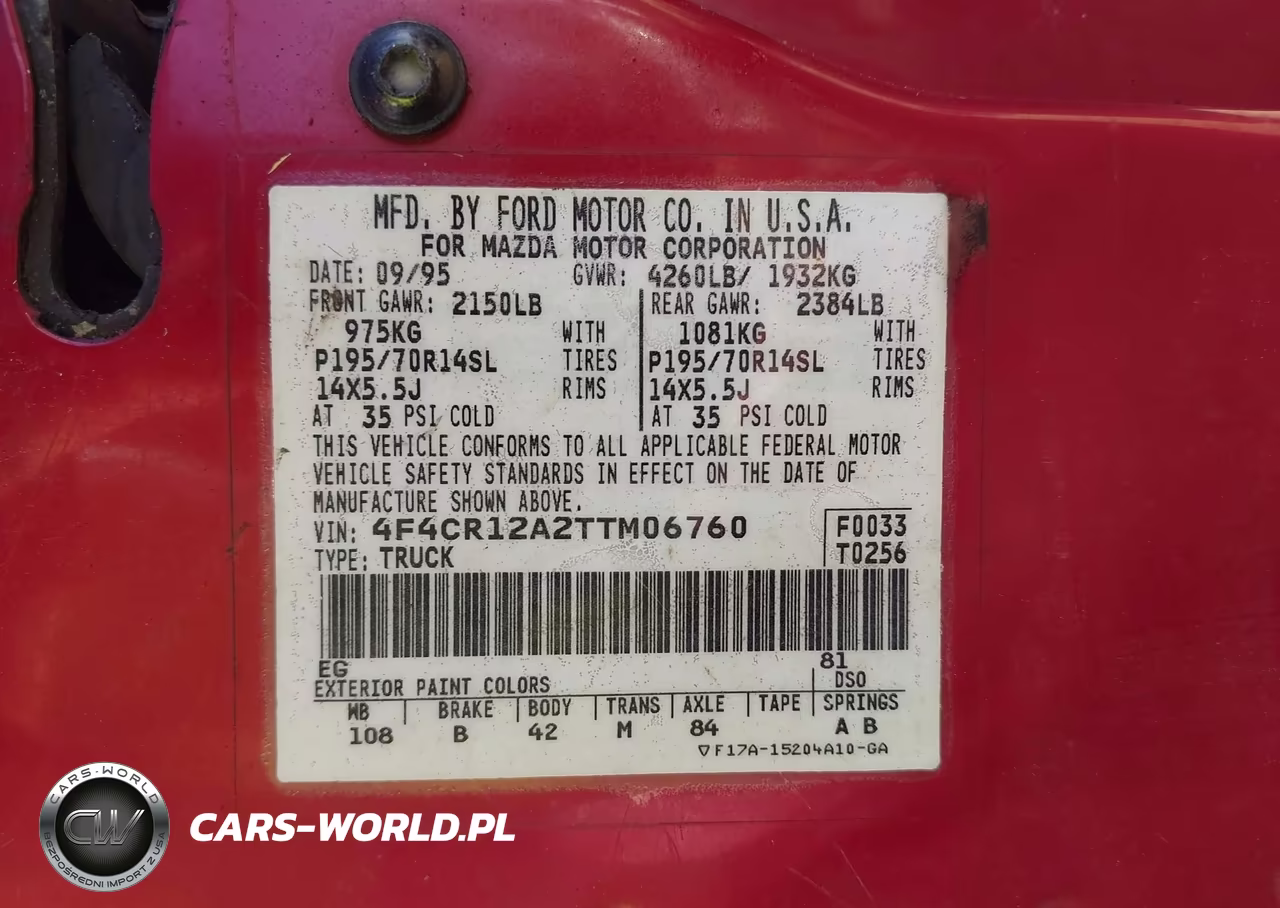 1996 Mazda B2300 VIN:4F4CR12A2TTM06760 - 9