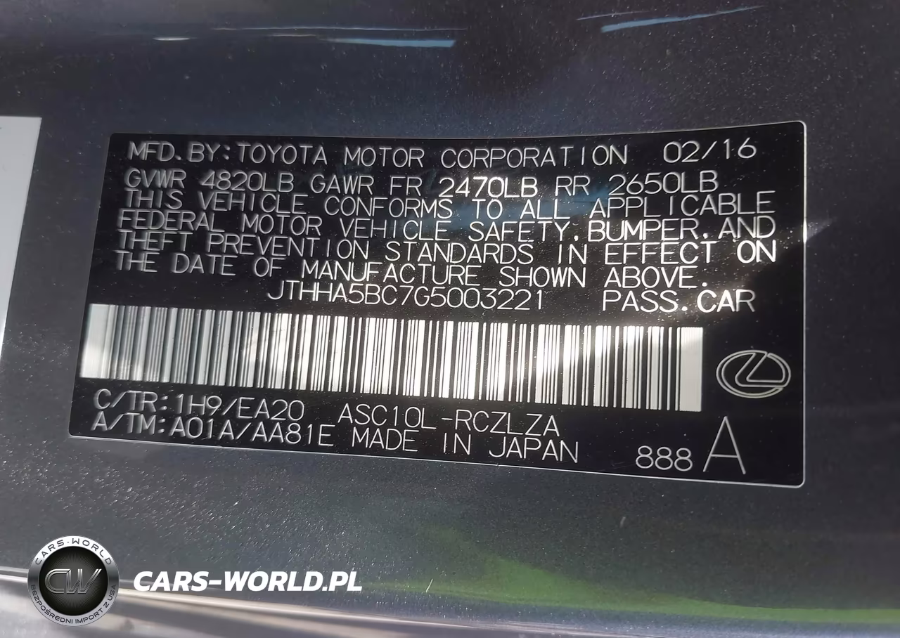 2016 Lexus Rc 200T VIN:JTHHA5BC7G5003221 - 9