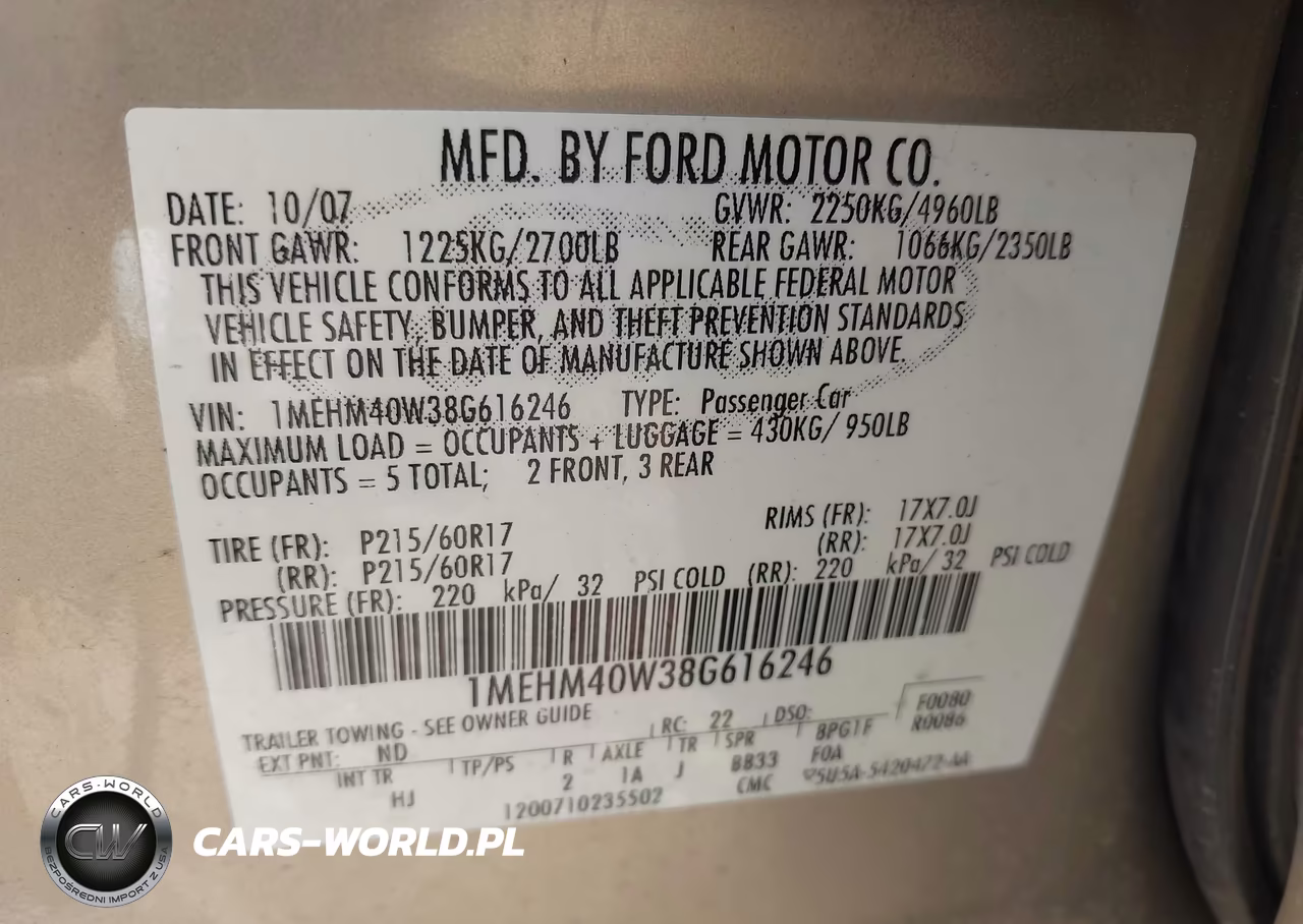 2008 Mercury Sable VIN:1MEHM40W38G616246 - 9