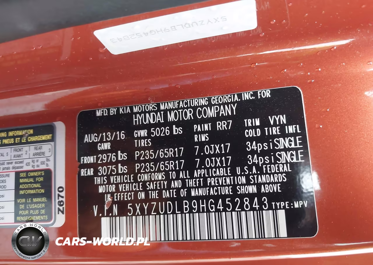 2017 Hyundai Santa Fe Sport 2.4L VIN:5XYZUDLB9HG452843 - 9