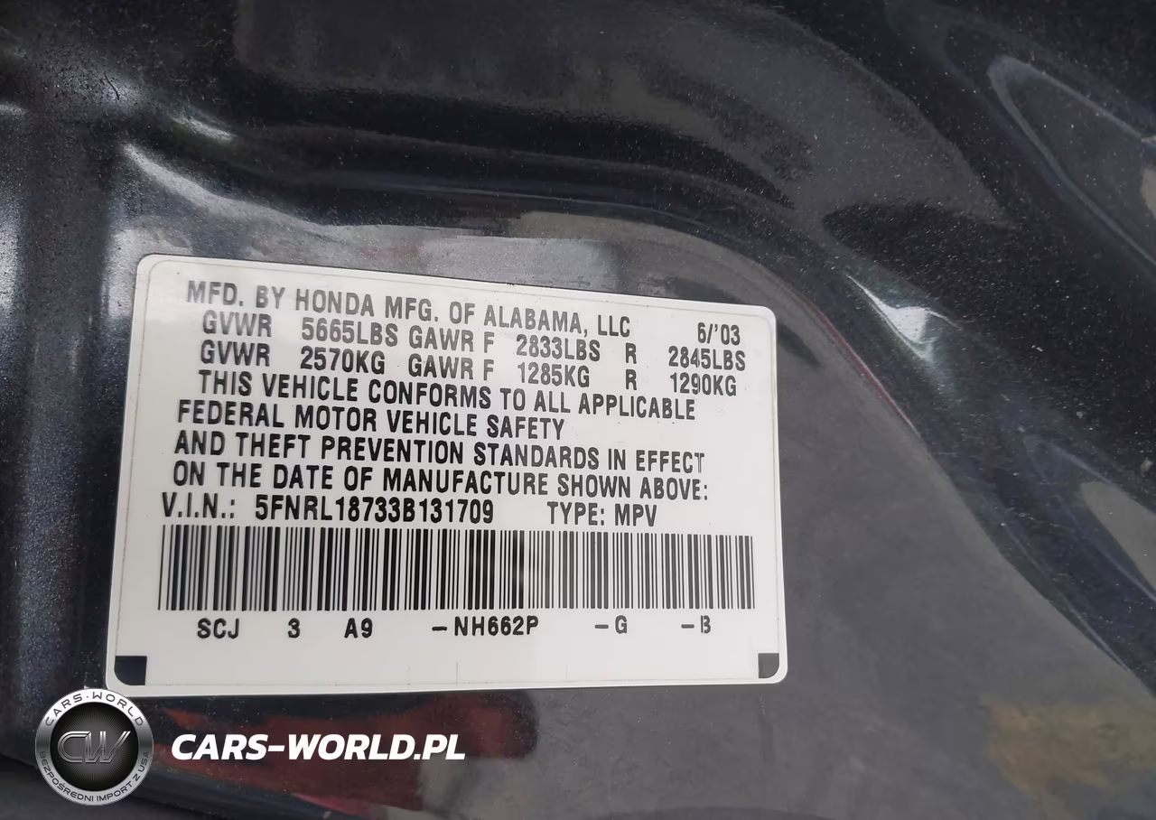 2003 Honda Odyssey Ex-L VIN:5FNRL18733B131709 - 9