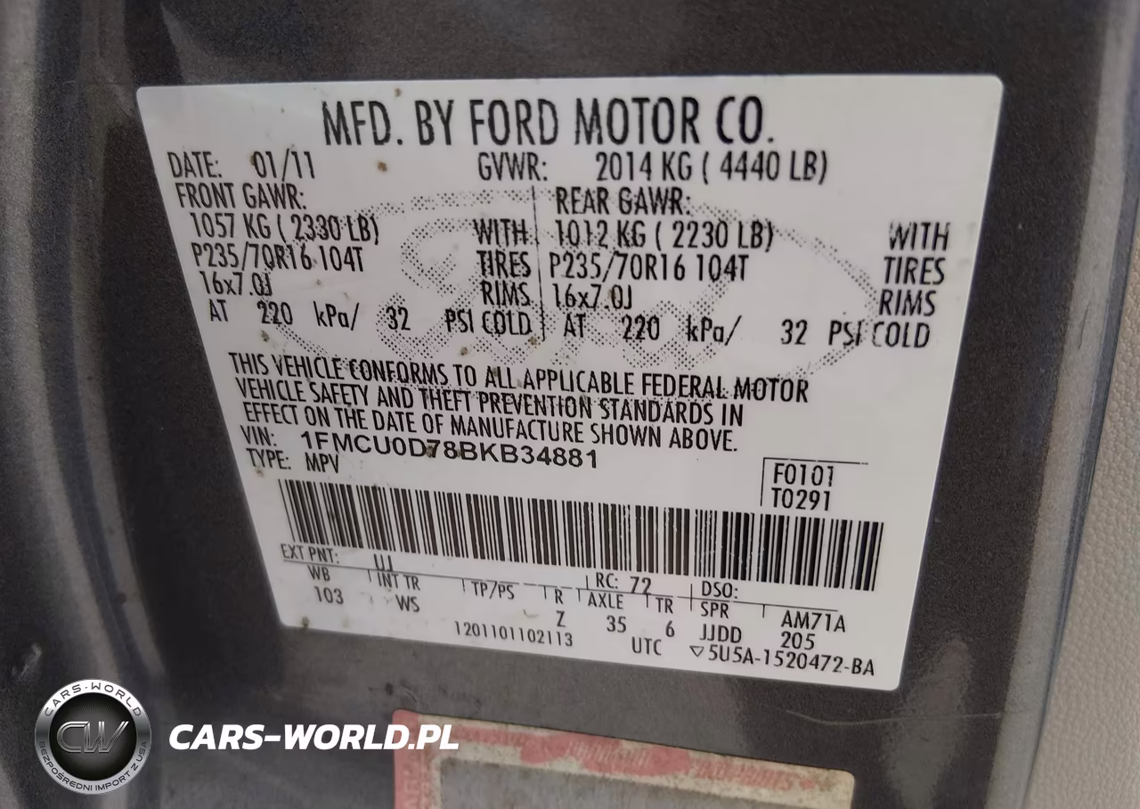 2011 Ford Escape Xlt VIN:1FMCU0D78BKB34881 - 9