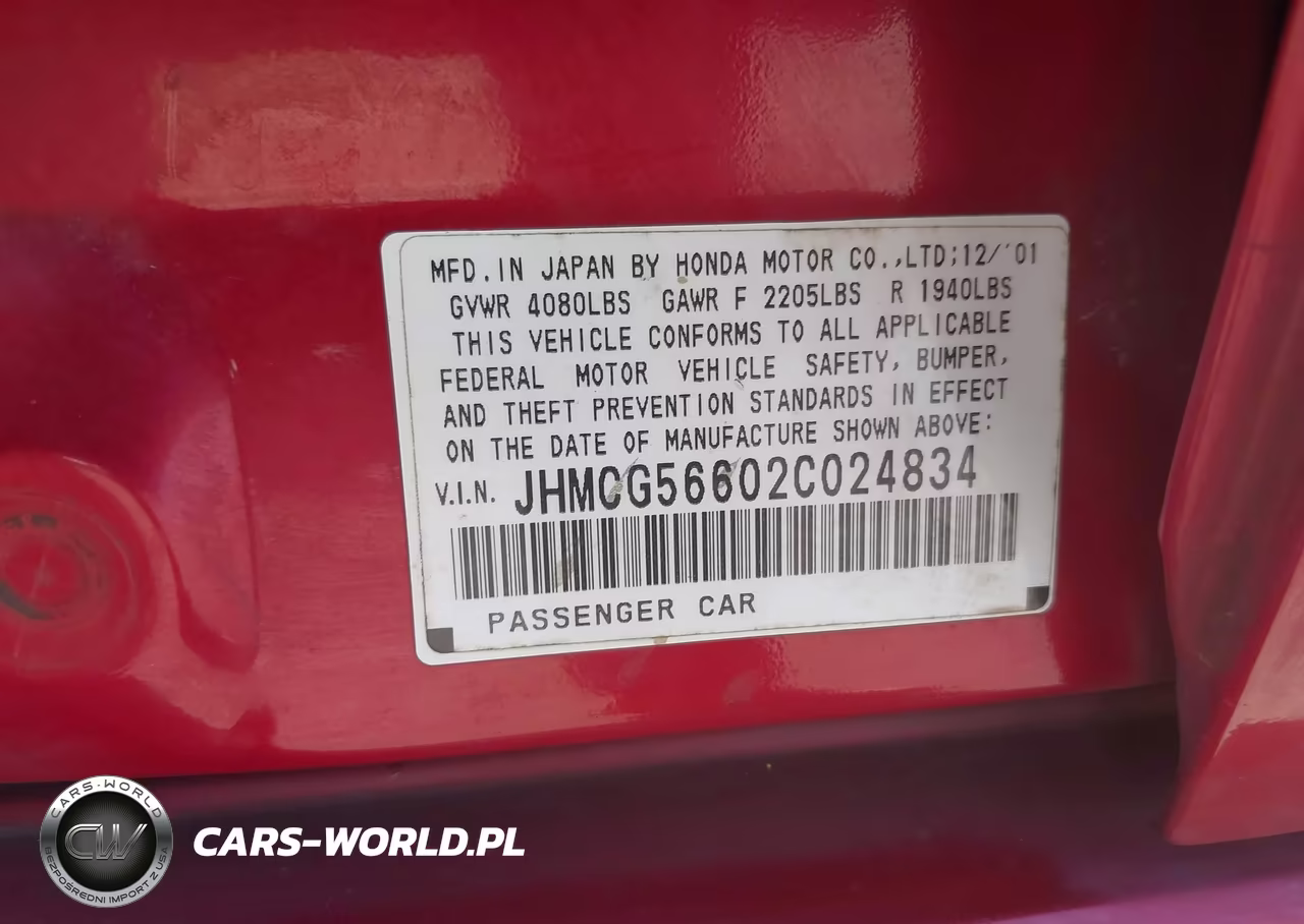 2002 Honda Accord 2.3 Ex VIN:JHMCG56602C024834 - 9