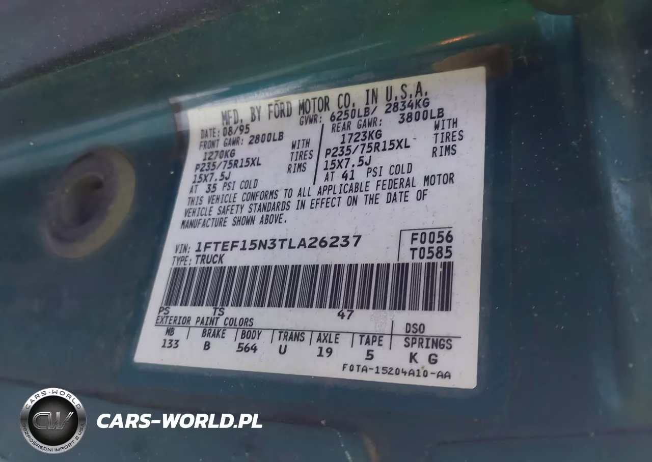 1996 Ford F150 VIN:1FTEF15N3TLA26237 - 9