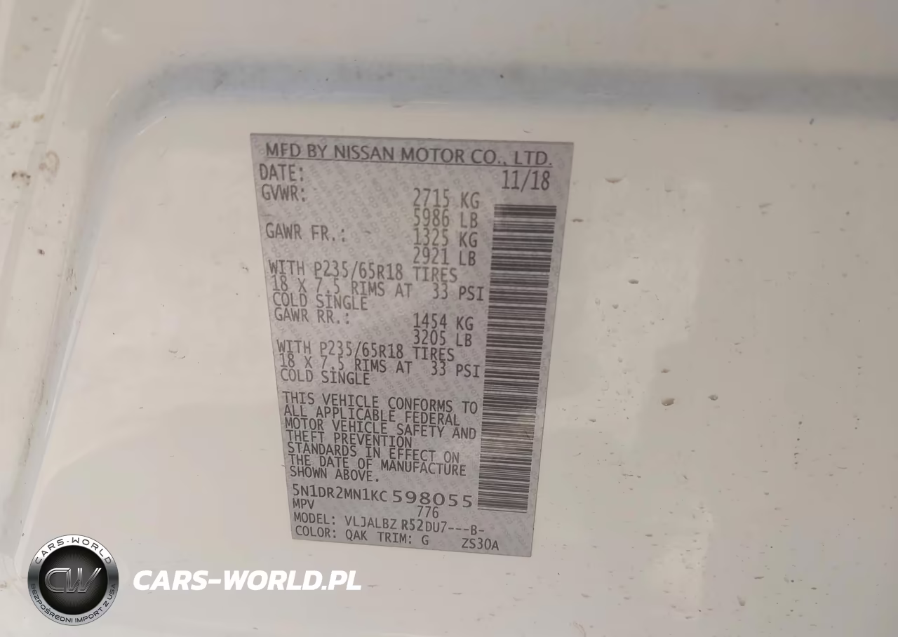 2019 Nissan Pathfinder S VIN:5N1DR2MN1KC598055 - 9