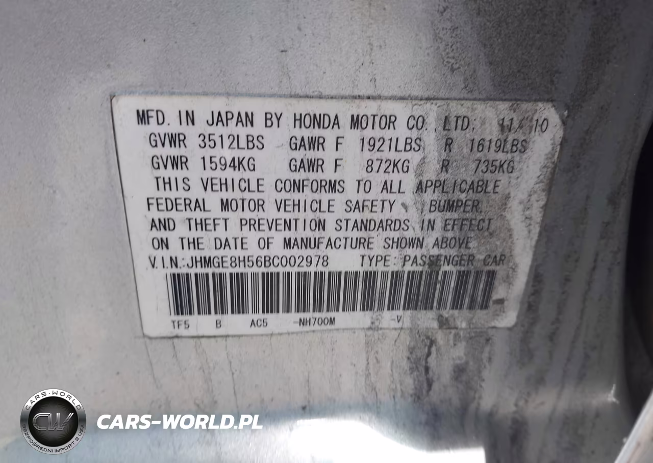 2011 Honda Fit Sport VIN:JHMGE8H56BC002978 - 9