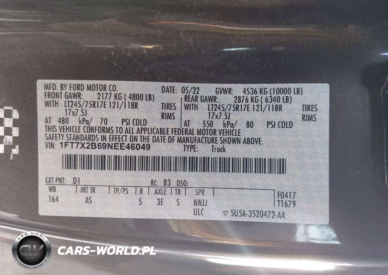 2022 Ford F-250 Xl VIN:1FT7X2B69NEE46049 - 9