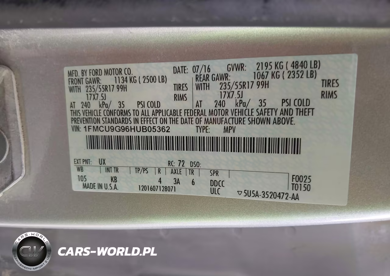 2017 Ford Escape Se VIN:1FMCU9G96HUB05362 - 9