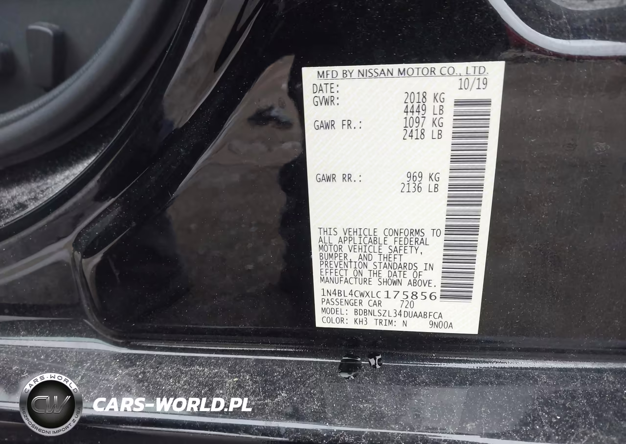 2020 Nissan Altima Sr Intelligent Awd VIN:1N4BL4CWXLC175856 - 9
