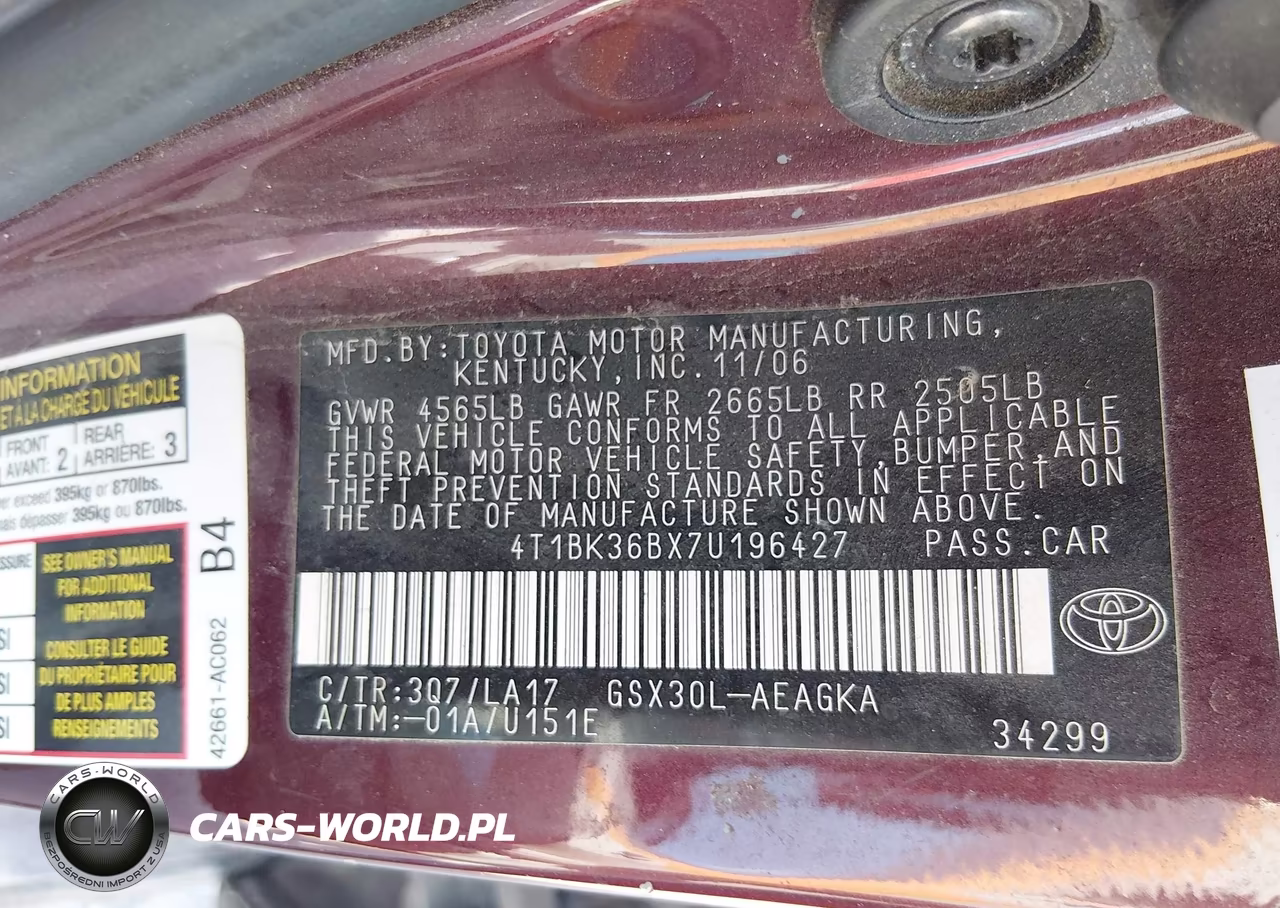 2007 Toyota Avalon Xls VIN:4T1BK36BX7U196427 - 9