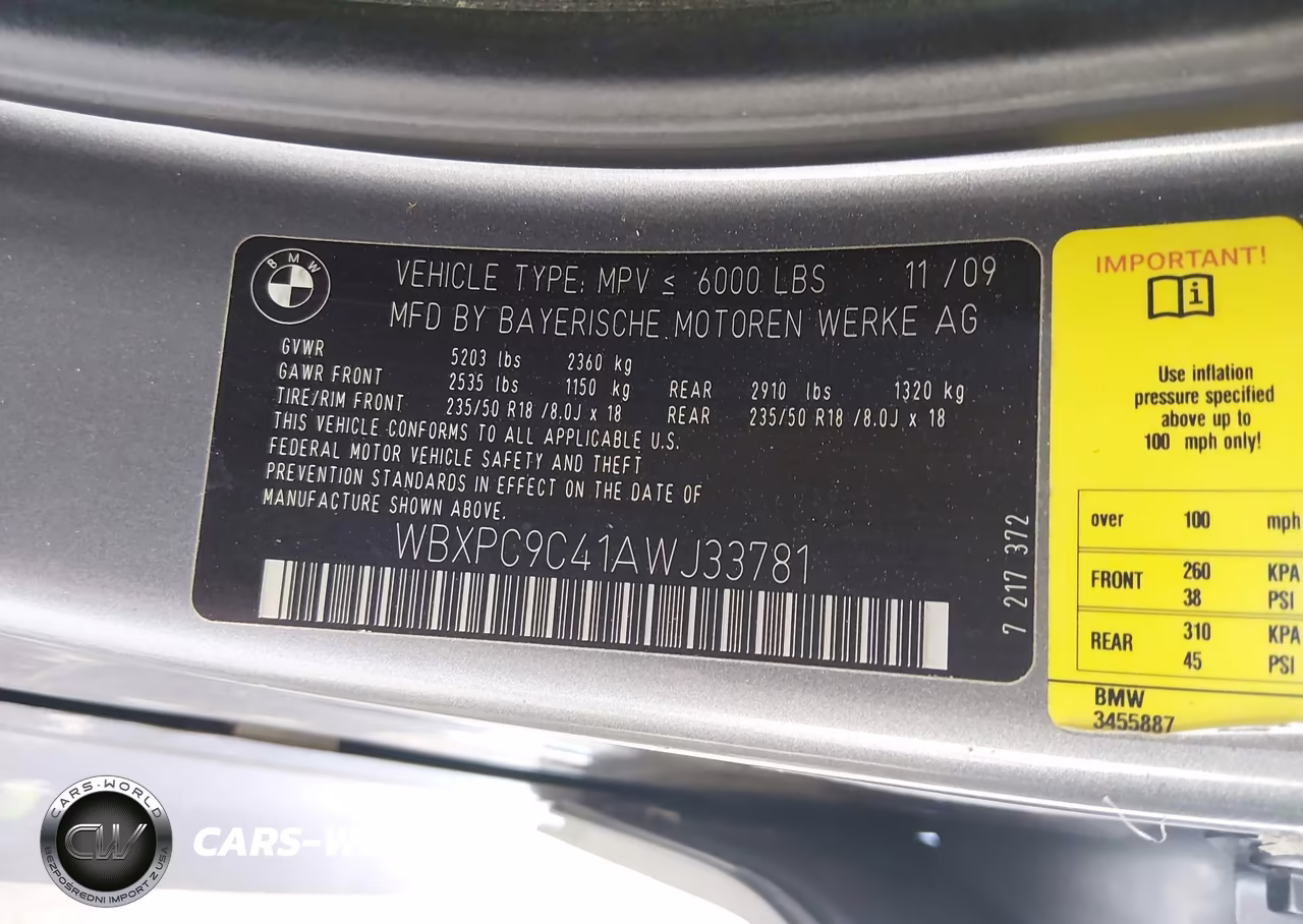 2010 BMW X3 xDrive30I VIN:WBXPC9C41AWJ33781 - 9
