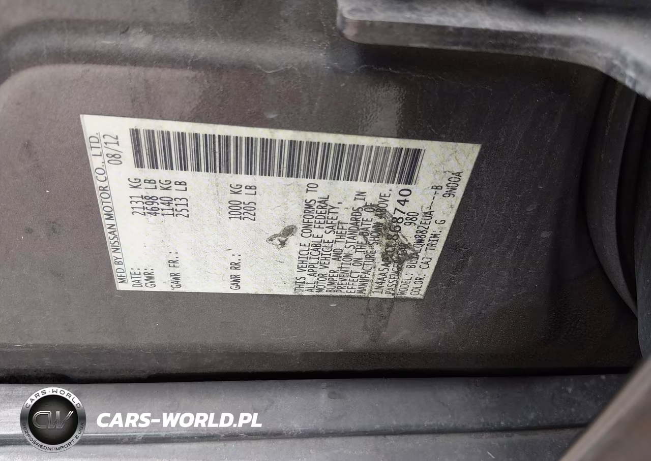 2012 Nissan Maxima 3.5 S VIN:1N4AA5AP1CC868740 - 9