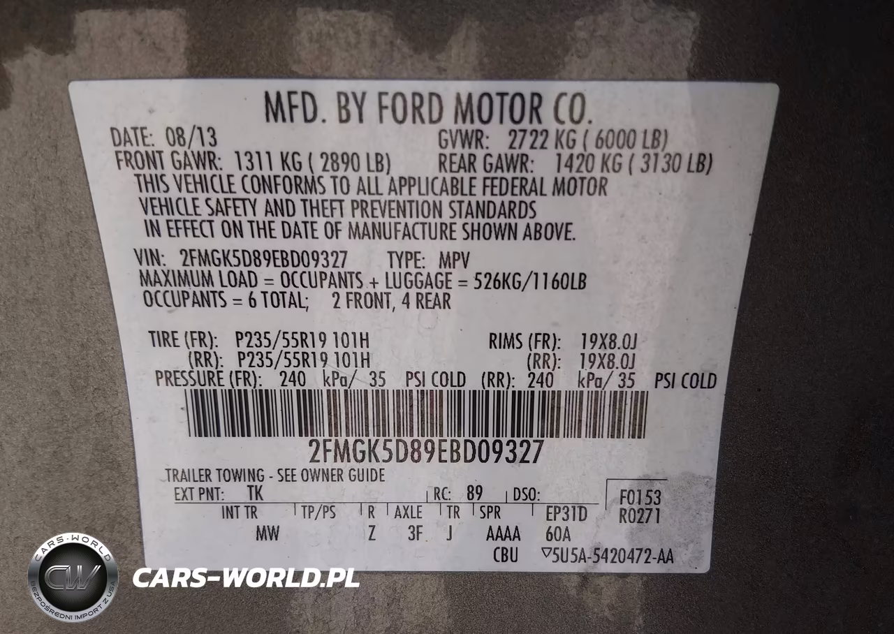 2014 Ford Flex Limited VIN:2FMGK5D89EBD09327 - 9