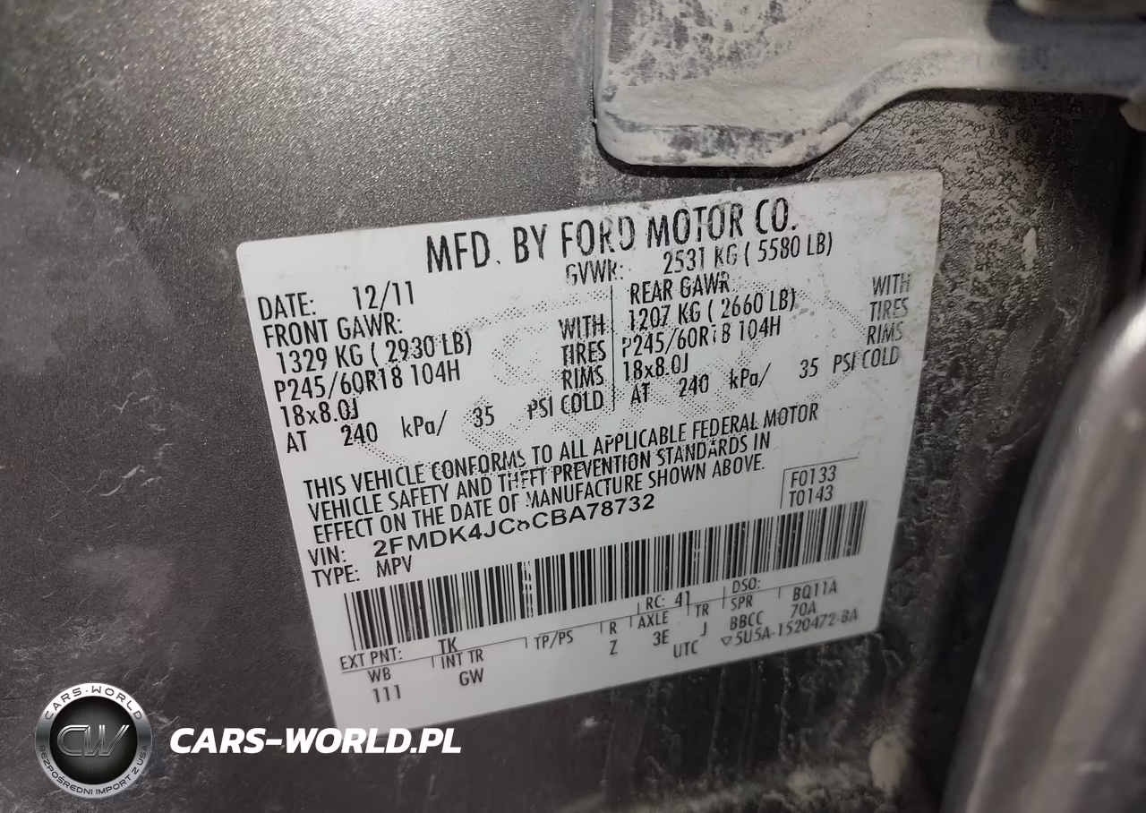 2012 Ford Edge Sel VIN:2FMDK4JC8CBA78732 - 9