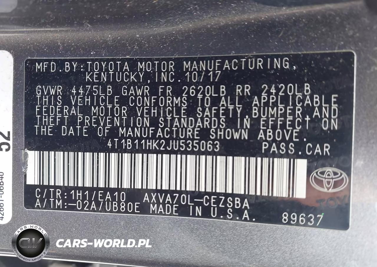 2018 Toyota Camry Se VIN:4T1B11HK2JU535063 - 9