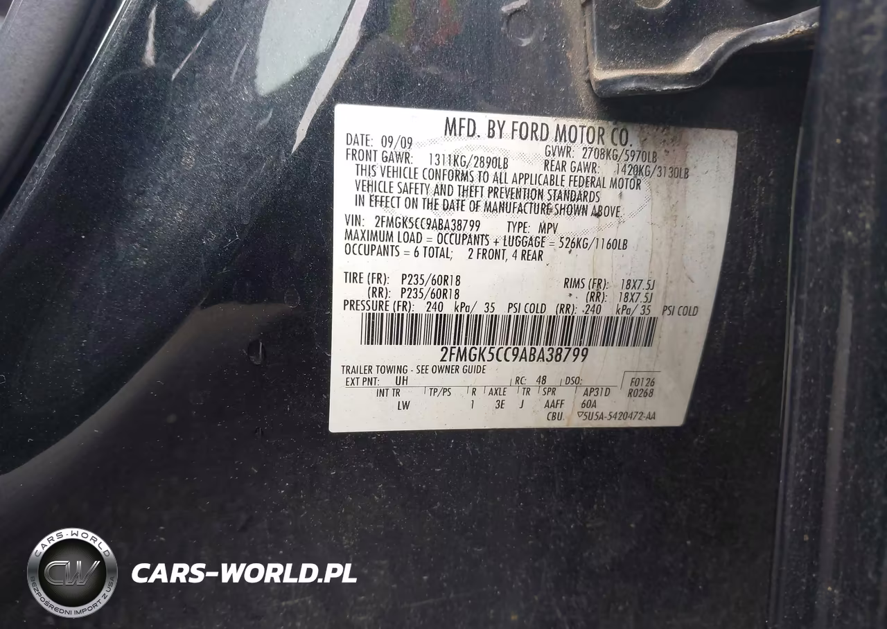 2010 Ford Flex Sel VIN:2FMGK5CC9ABA38799 - 9