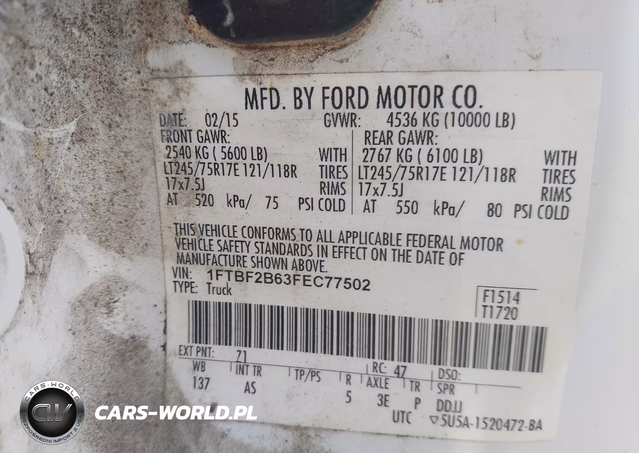 2015 Ford F-250 VIN:1FTBF2B63FEC77502 - 9