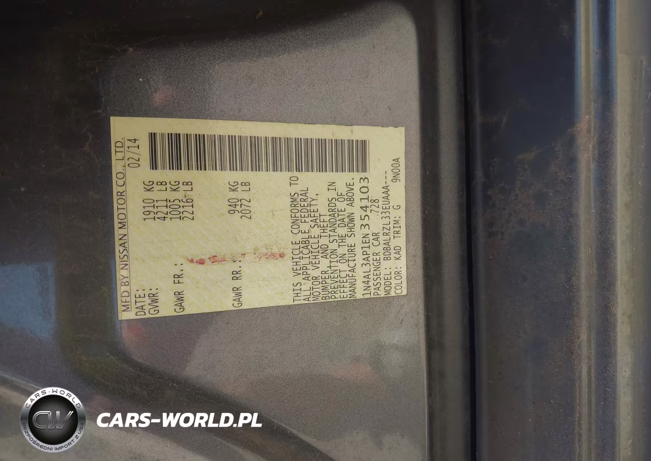 2014 Nissan Altima 2.5-2.5 S-2.5 Sl-2.5 Sv VIN:1N4AL3AP1EN354103 - 9