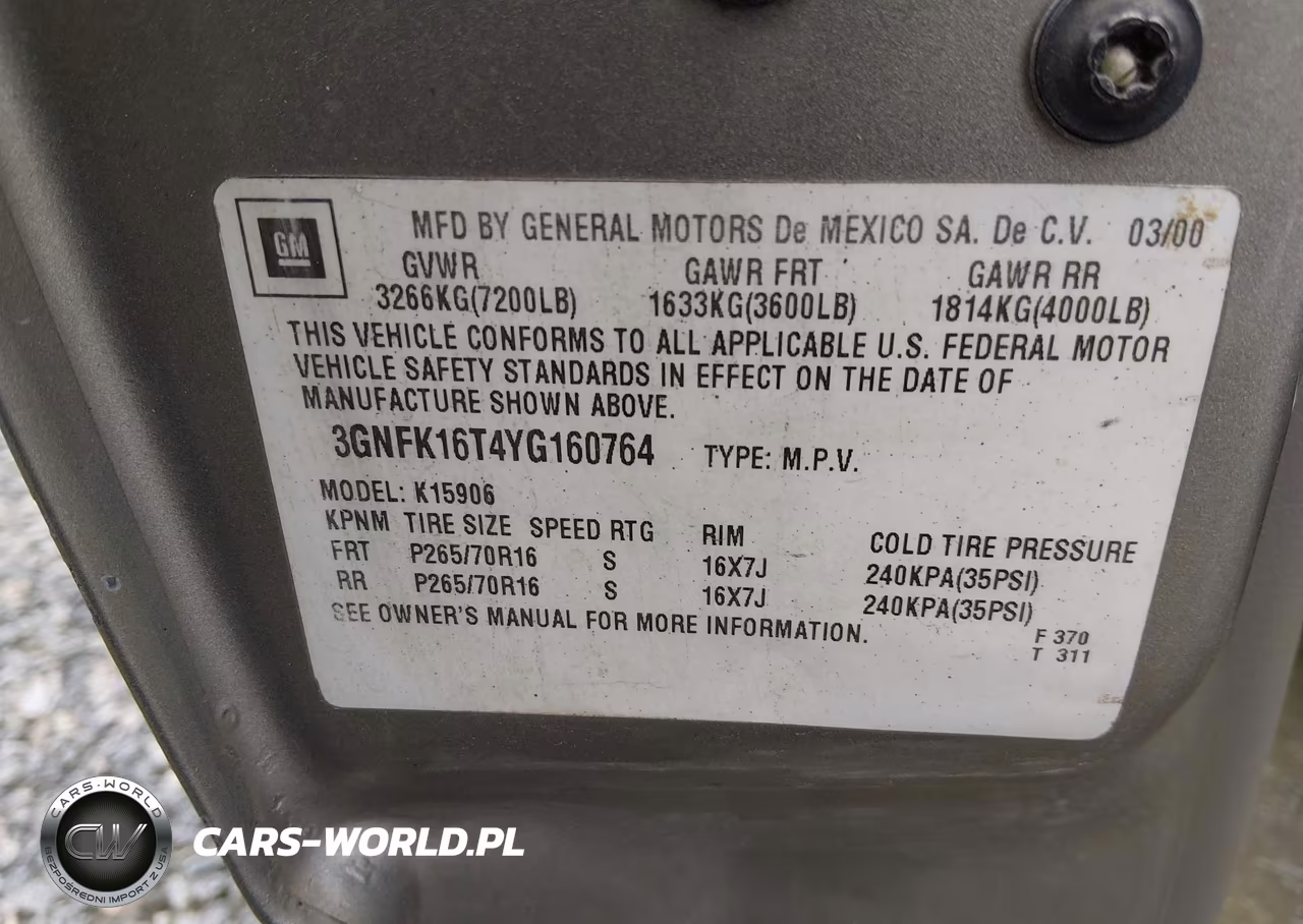 2000 Chevrolet Suburban 1500 Lt VIN:3GNFK16T4YG160764 - 9
