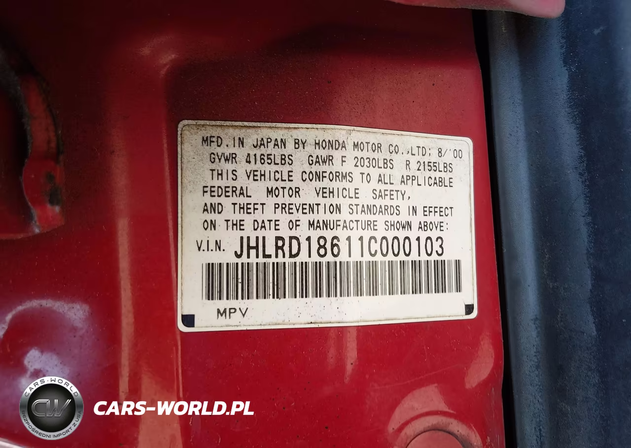 2001 Honda Cr-V Ex VIN:JHLRD18611C000103 - 9