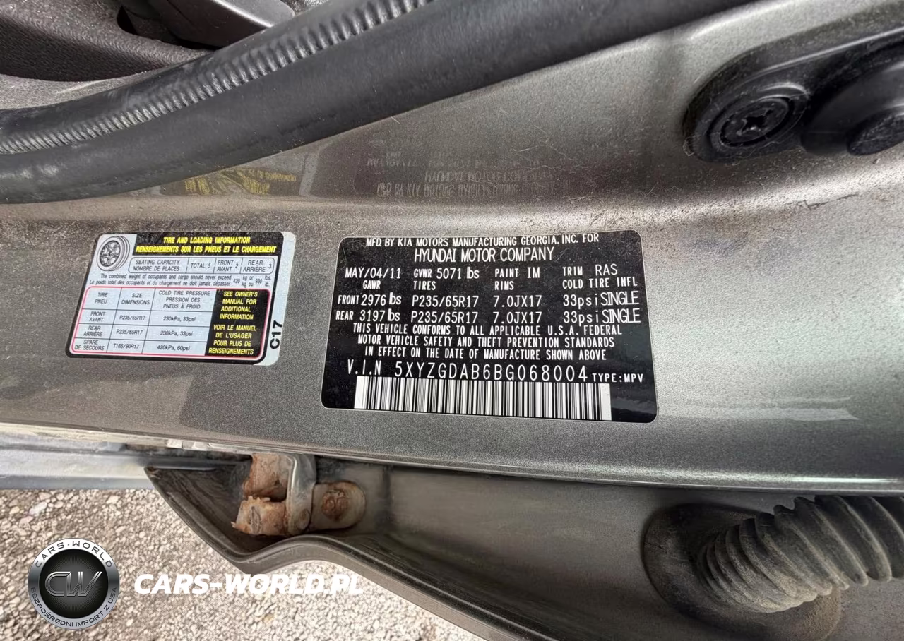 2011 Hyundai Santa Fe Gls VIN:5XYZGDAB6BG068004 - 9