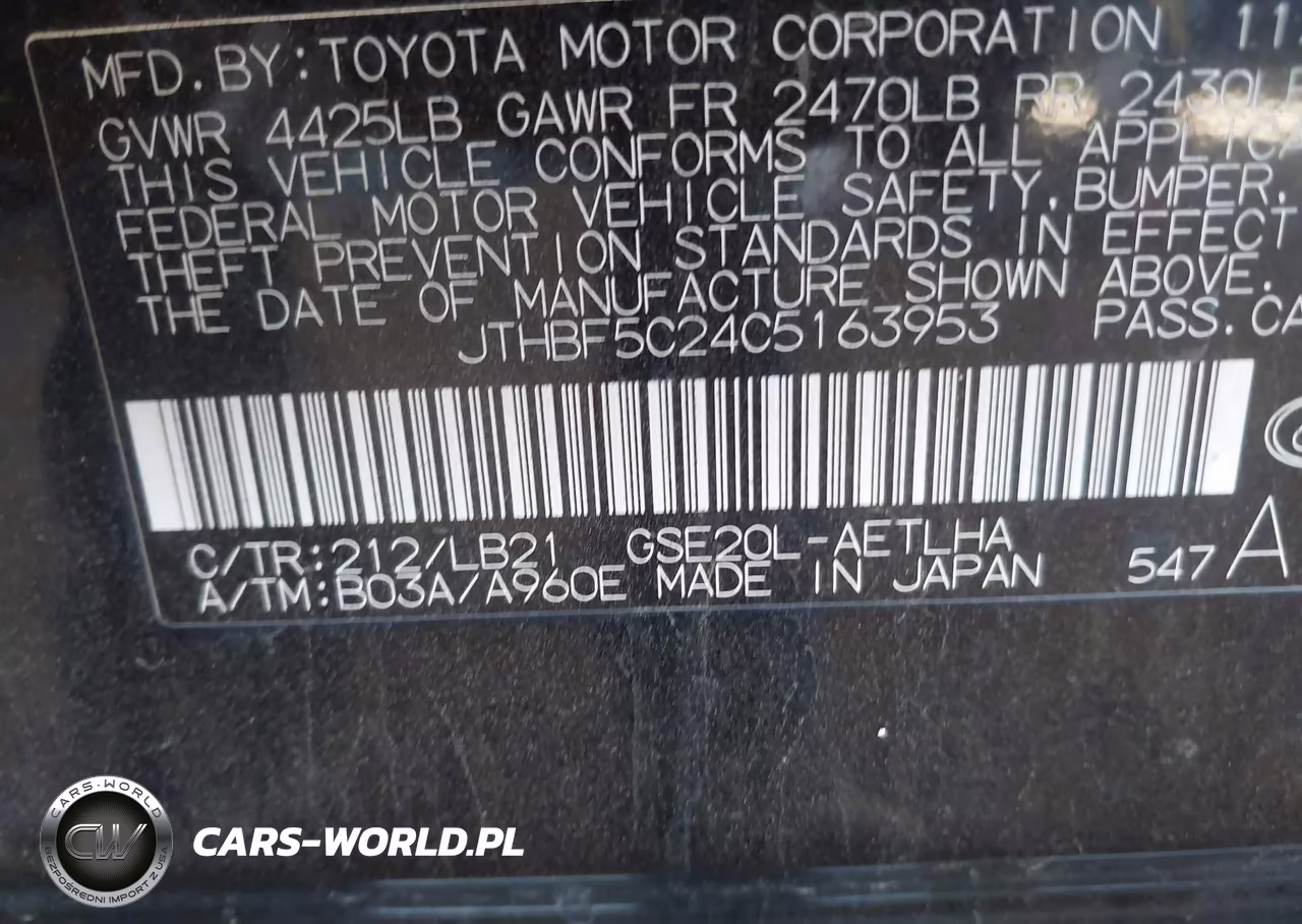 2012 Lexus Is 250 VIN:JTHBF5C24C5163953 - 9