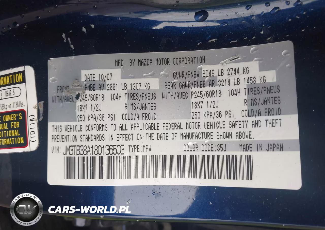 2008 Mazda Cx-9 Sport VIN:JM3TB38A180136503 - 9