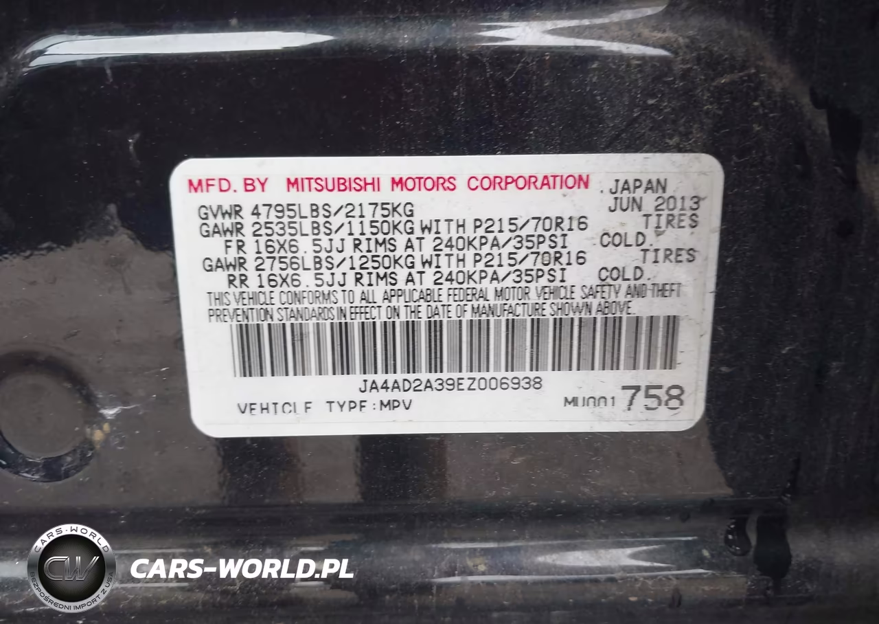 2014 Mitsubishi Outlander Es VIN:JA4AD2A39EZ006938 - 9