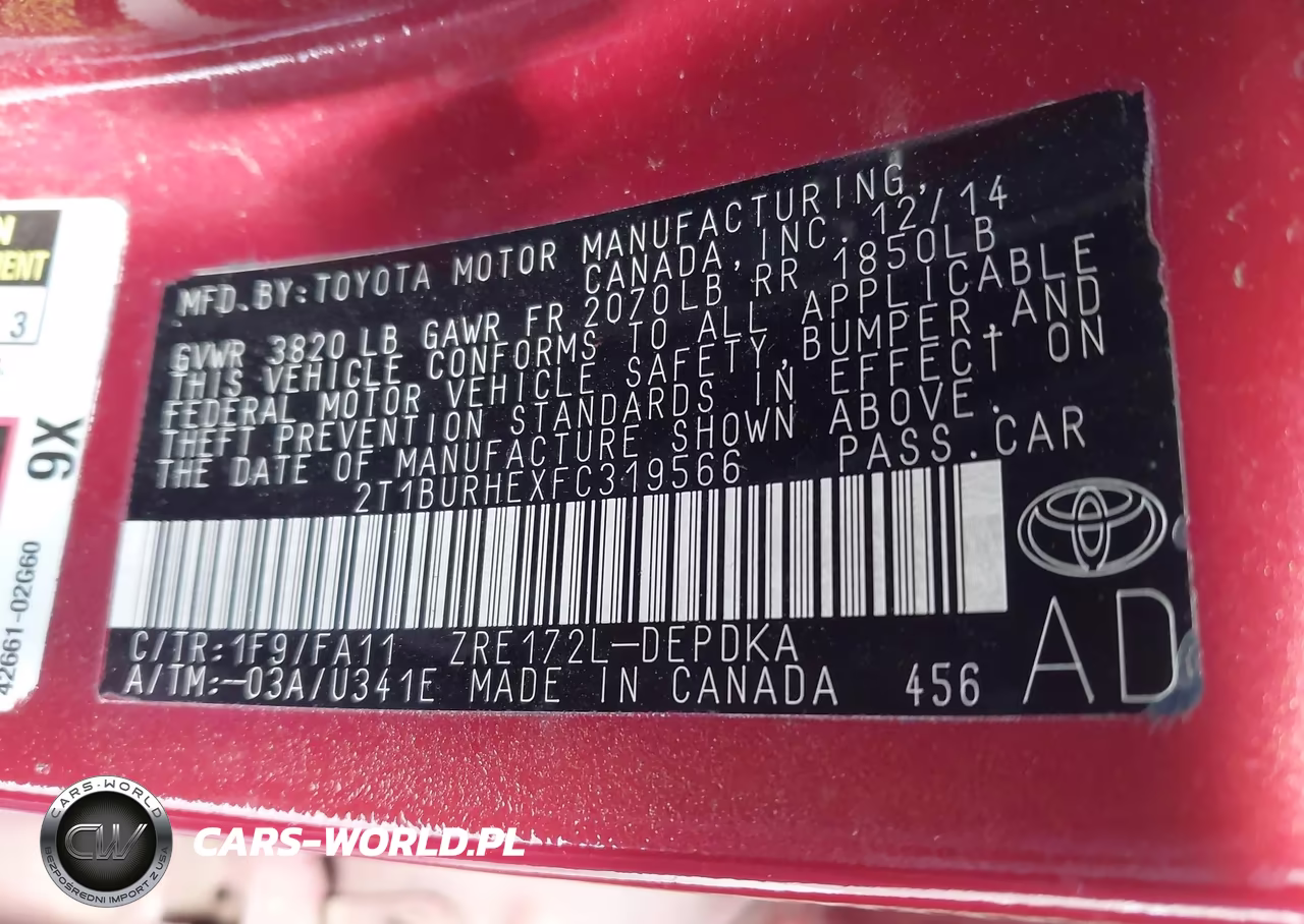 2015 Toyota Corolla L VIN:2T1BURHEXFC319566 - 9