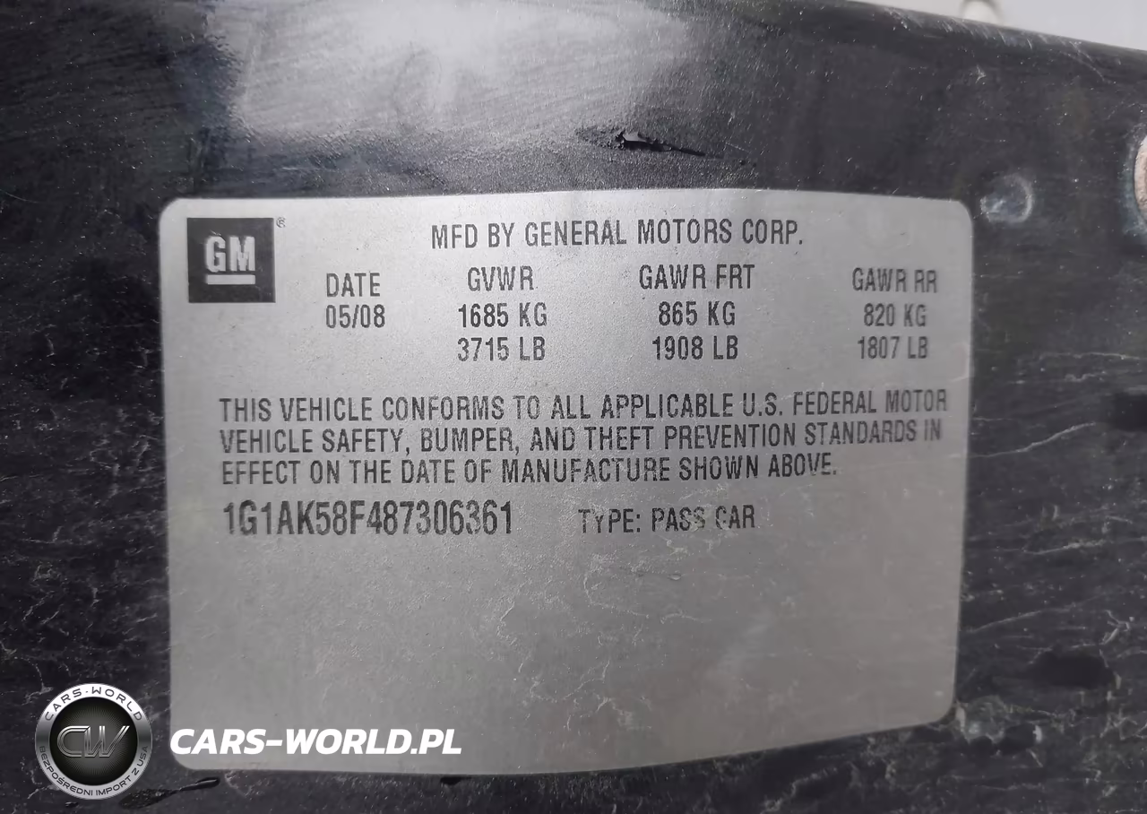 2008 Chevrolet Cobalt Ls VIN:1G1AK58F487306361 - 9
